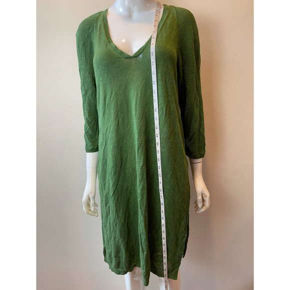 J. Jill Womens Tunic Sweater Dress 0206708 Slit Hem 3/4 Sleeve Green Size Medium - Picture 3 of 8